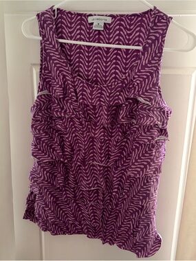 Liz Claiborne Ruffle Purple Blouse Size M